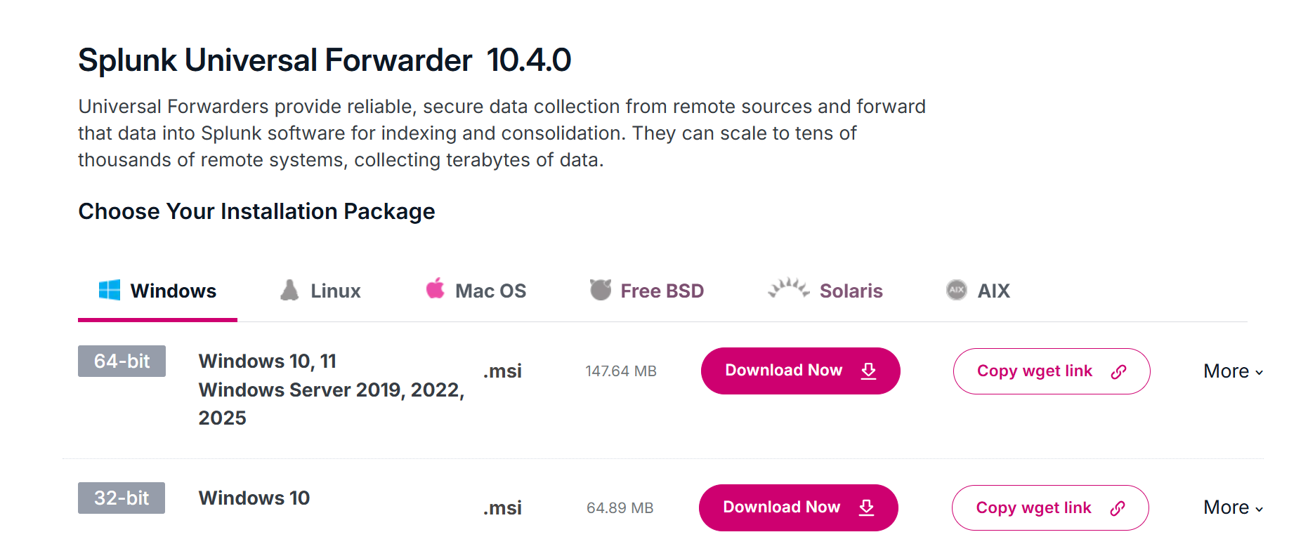 Universal Forwarder installer with Splunk Cloud option selected